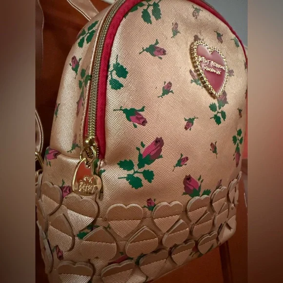 Betsey Johnson Cream Floral Heart Mini Backpack - Picture 5 of 8